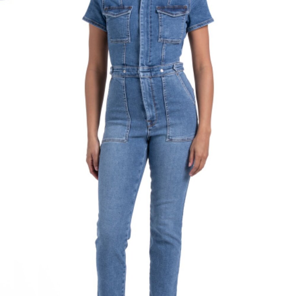 Good American Fit For Success Denim Jumpsuit Women XS NWT